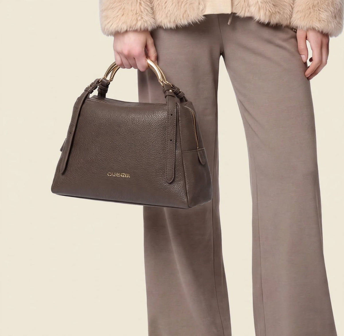 CAFèNOIR BORSA TOTE CON MANICI IN METALLO