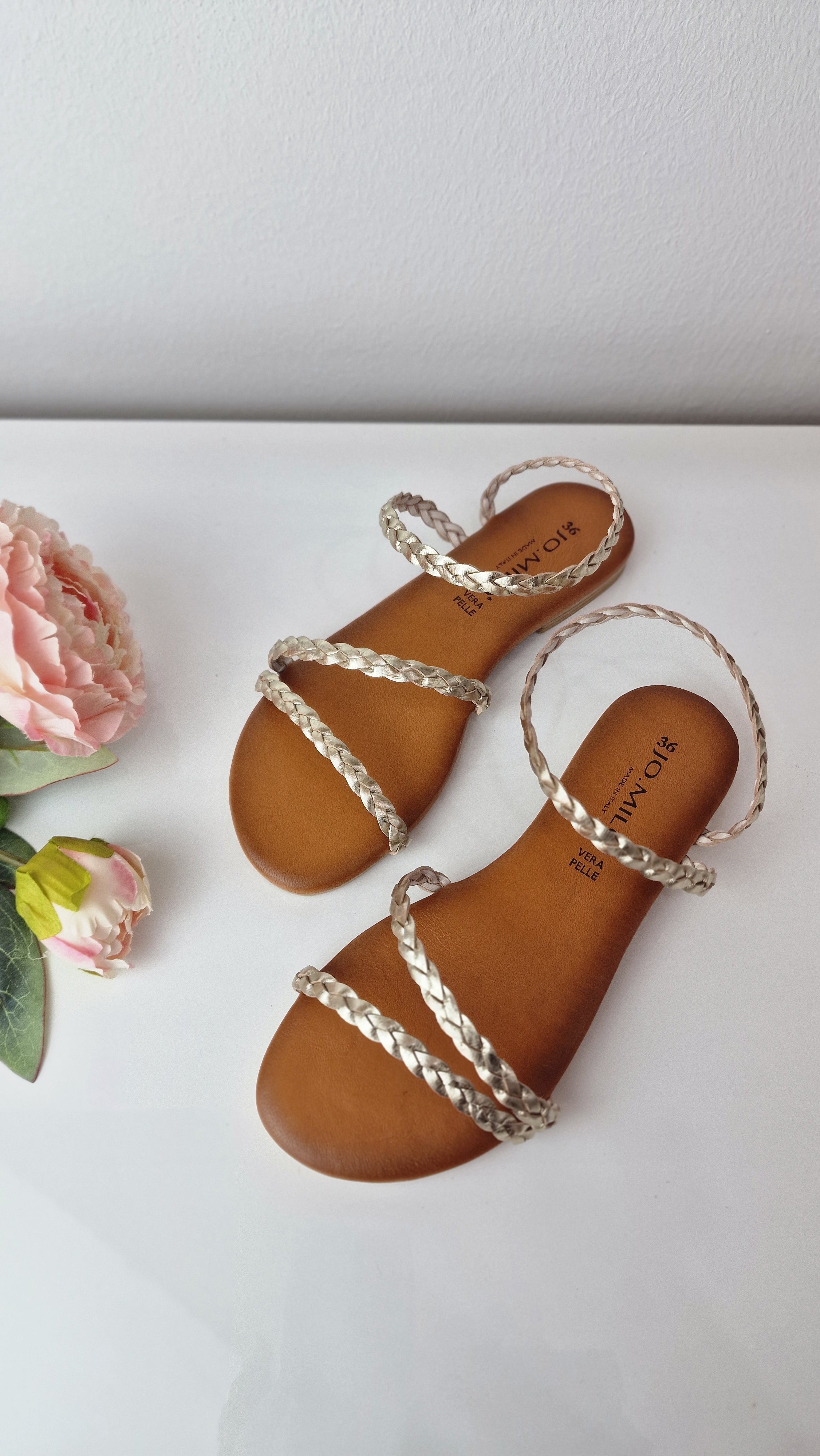 JOMILÒ SANDALI INTRECCIATI ORO