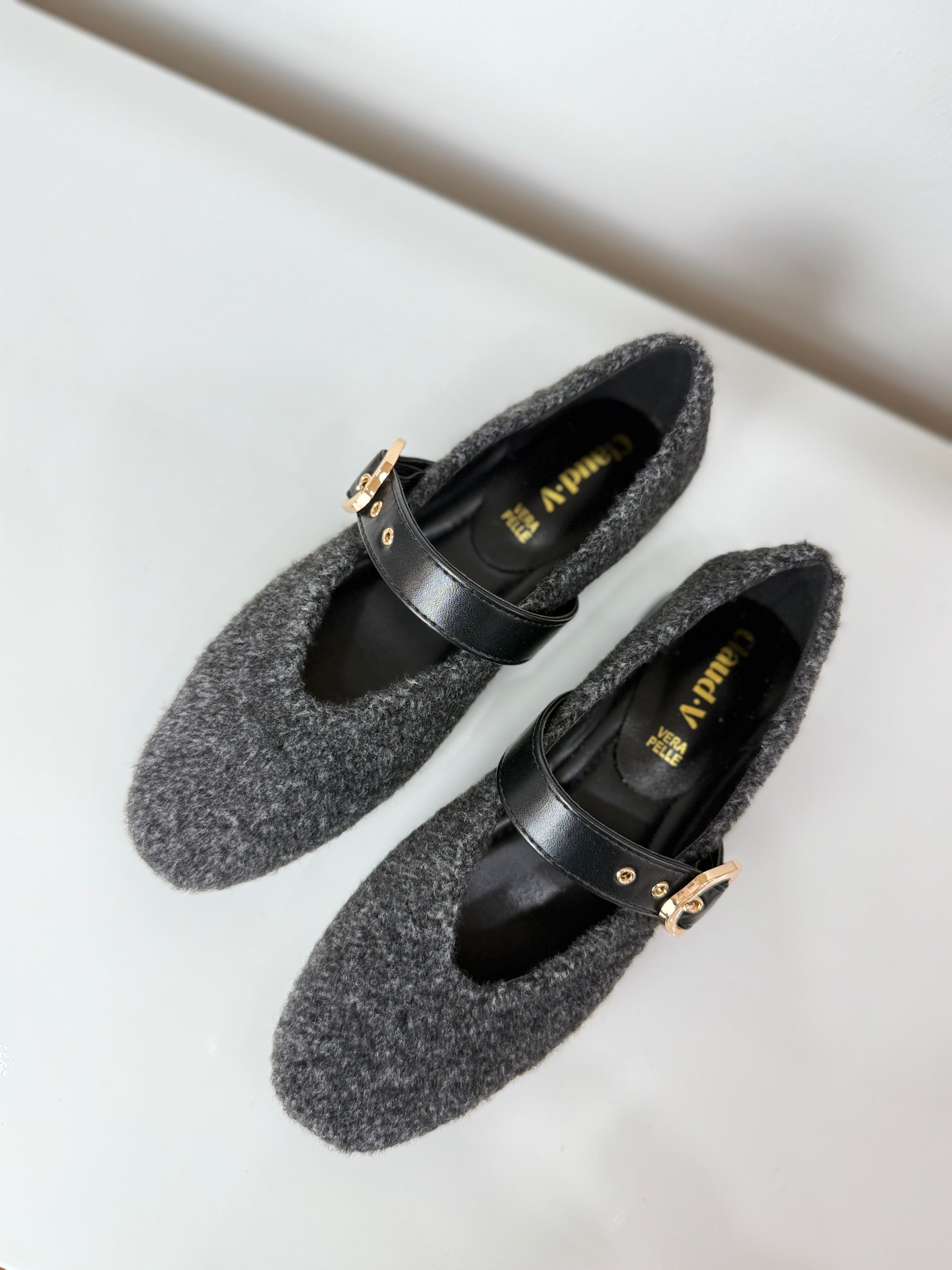 CLAUD V mary jane teddy grigio