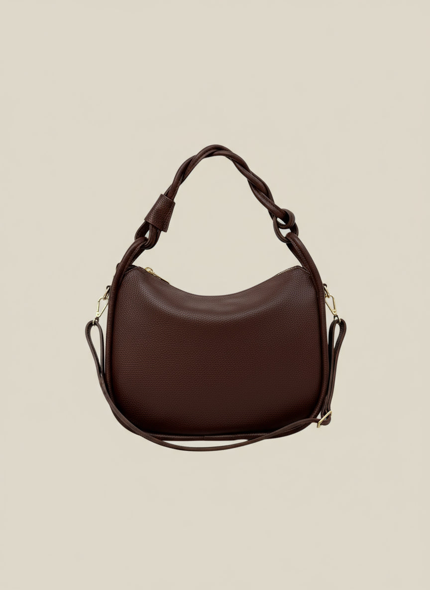 BORSA IN PELLE CON MANICO INTRECCIATO