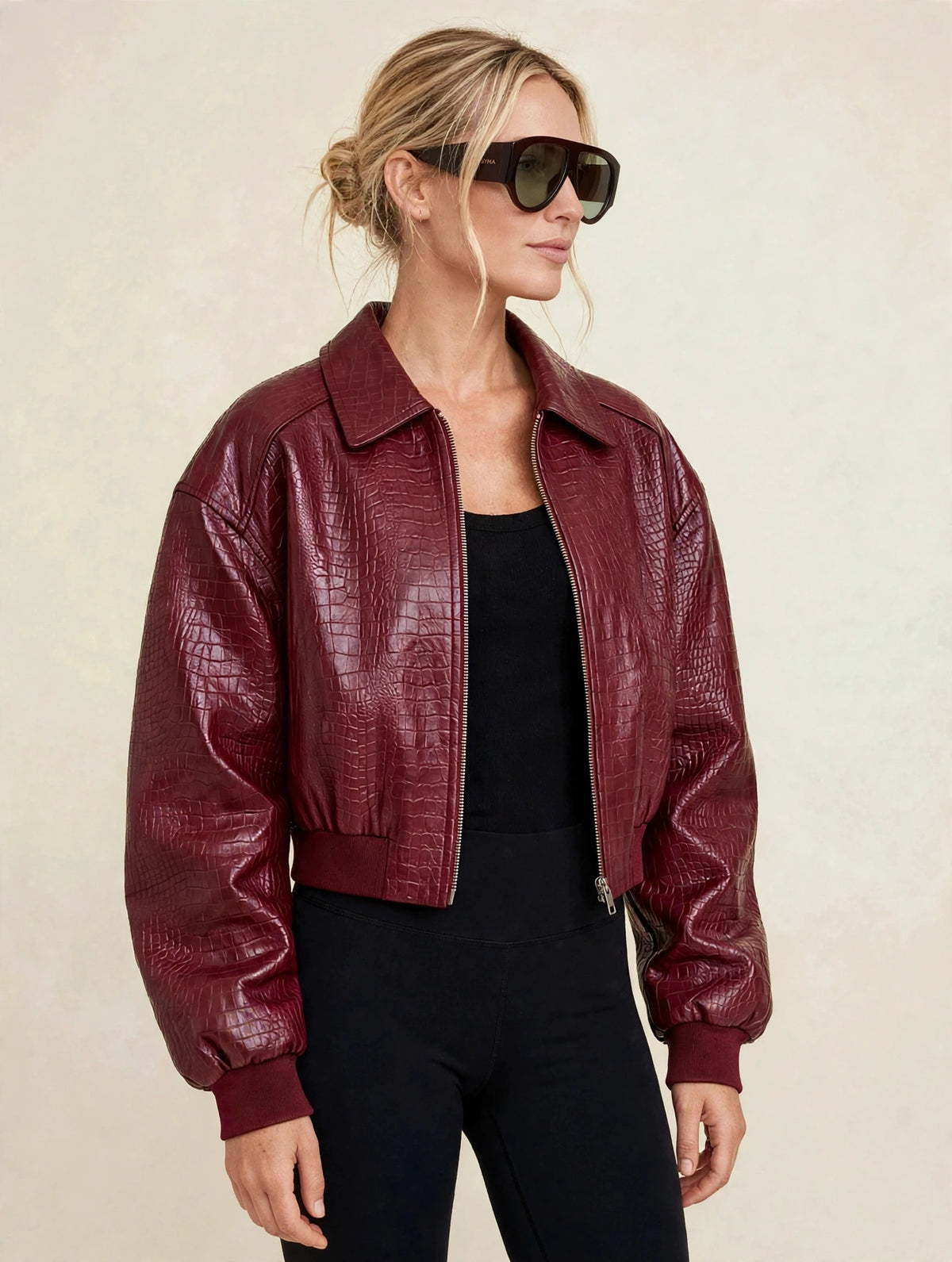 BOMBER IN SIMILPELLE EFFETTO COCCODRILLO