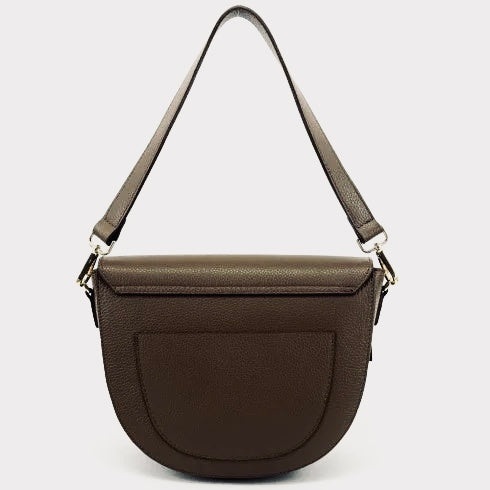 BORSA MEZZALUNA in vera pelle cioccolato
