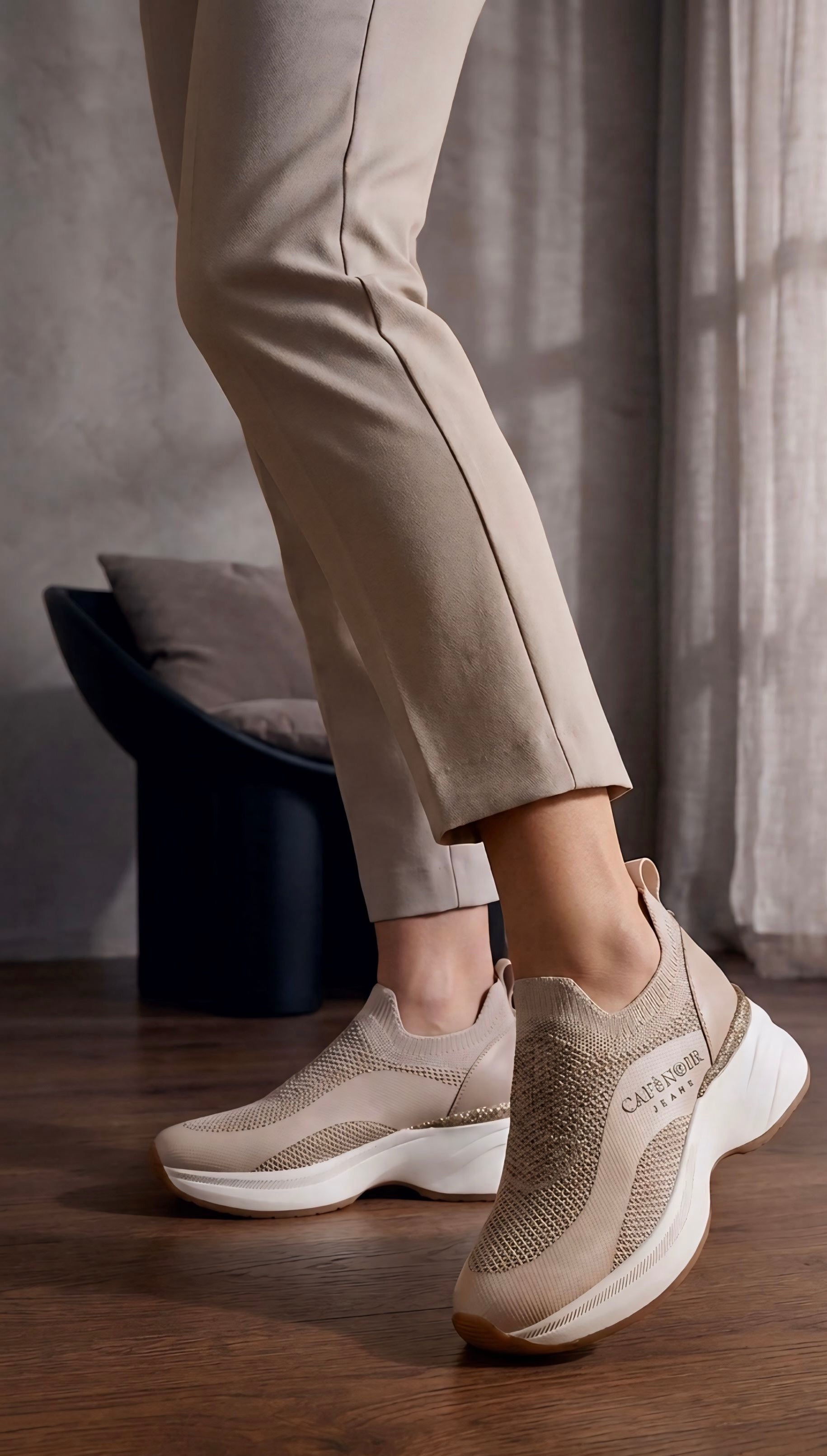 CAFèNOIR SNEAKERS SLIP-ON IN TESSUTO NUDE