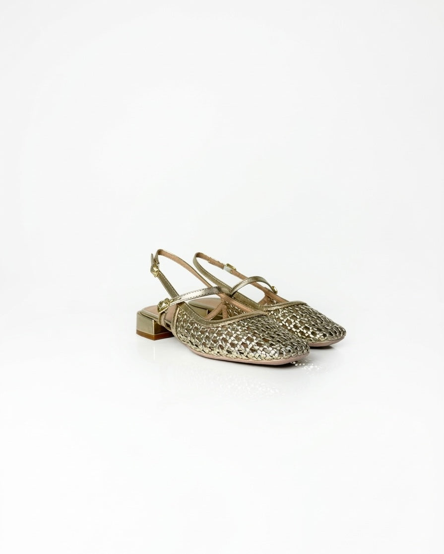 CLAUD V BALLERINA PLATINO IN PELLE TRAFORATA