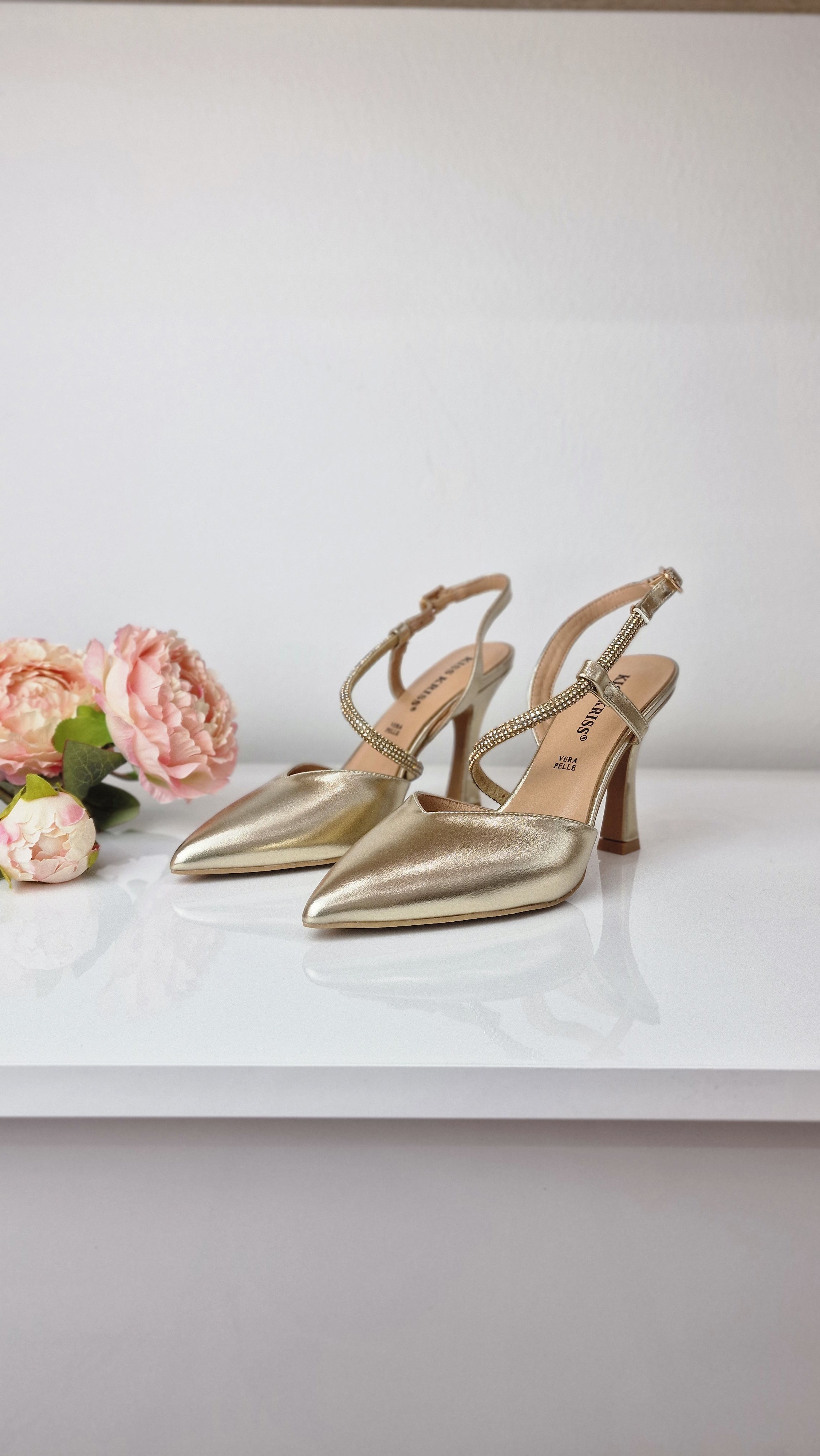 SLINGBACK SATINATO ORO