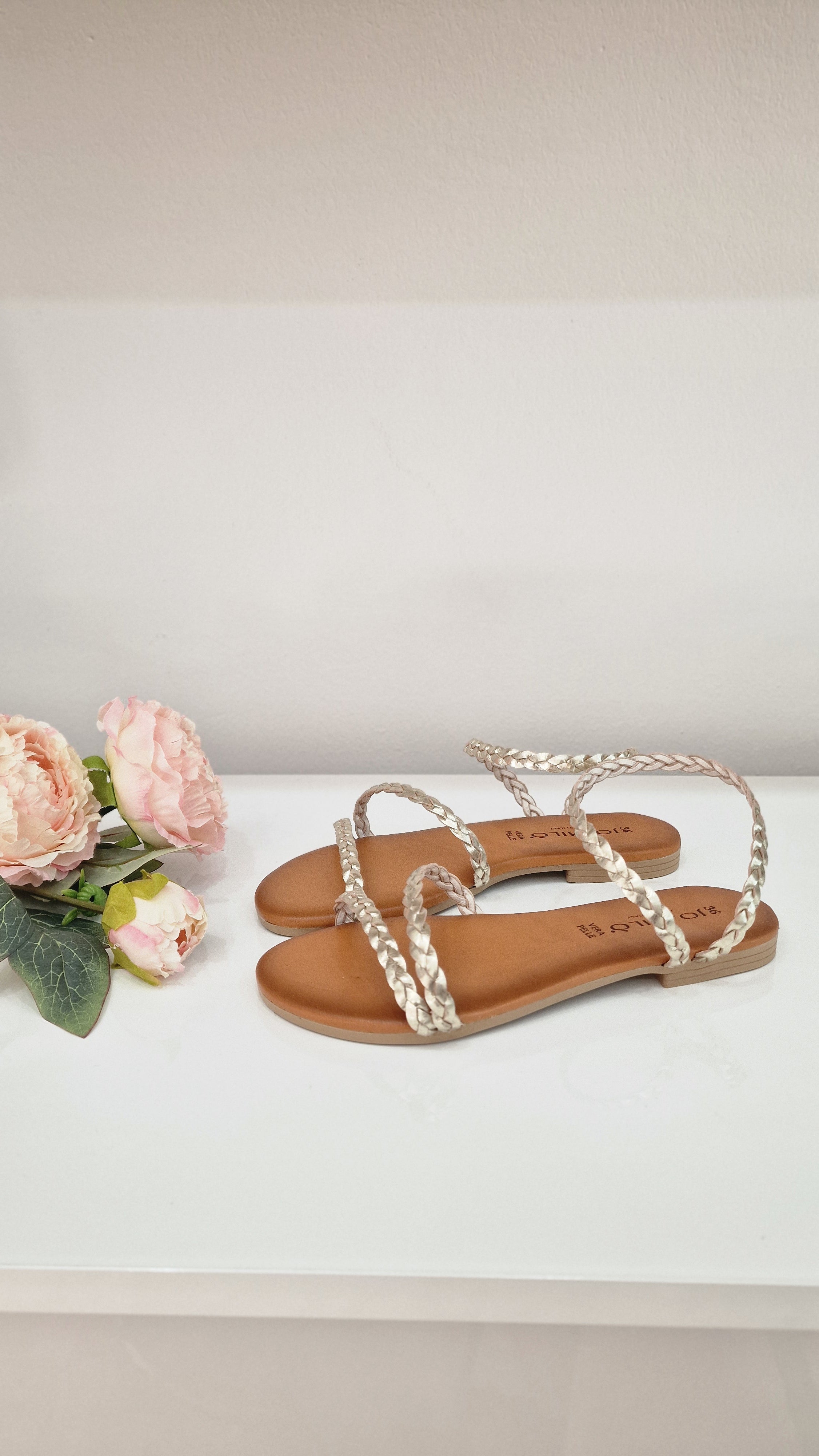 JOMILÒ SANDALI INTRECCIATI ORO